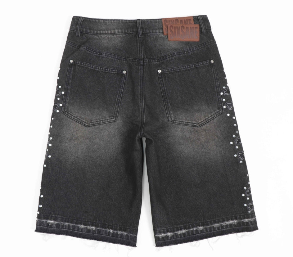 sixsane black denim jorts