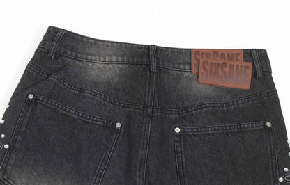 sixsane black denim jorts